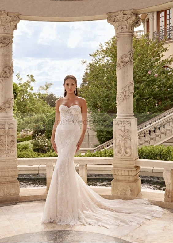 Ivory French Lace Tulle Romantic Wedding Dress With Removable Sleeves